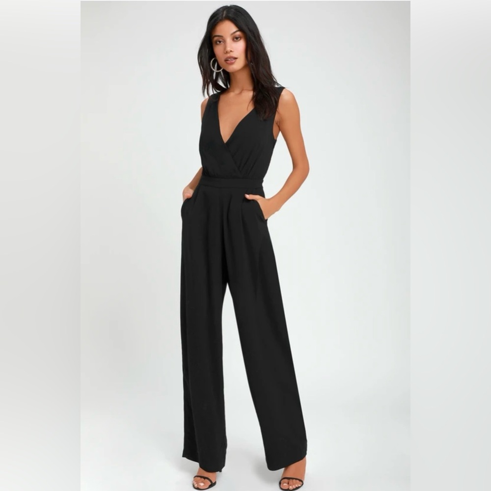 Kiska Black Lace Wide-Leg Jumpsuit - M - Lulus